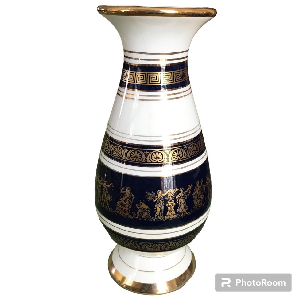Vintage Greek Vase Porcelain and 24K Gold